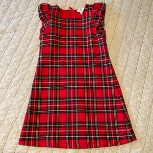 Vineyard Vines girls red plaid flutter sleeve dress